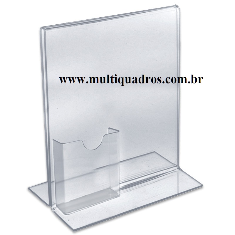 Display de Mesa A4 Vertical em Acrílico com Porta Folheto